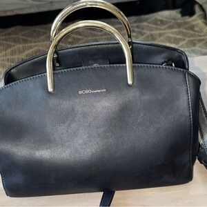 BCBG Black and Gold Satchel with Structured Design